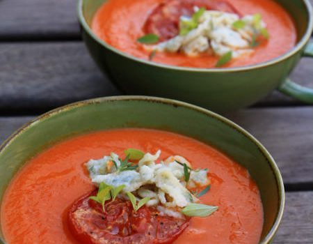 Zupa krem z pieczonych pomidorów z lanymi kluseczkami